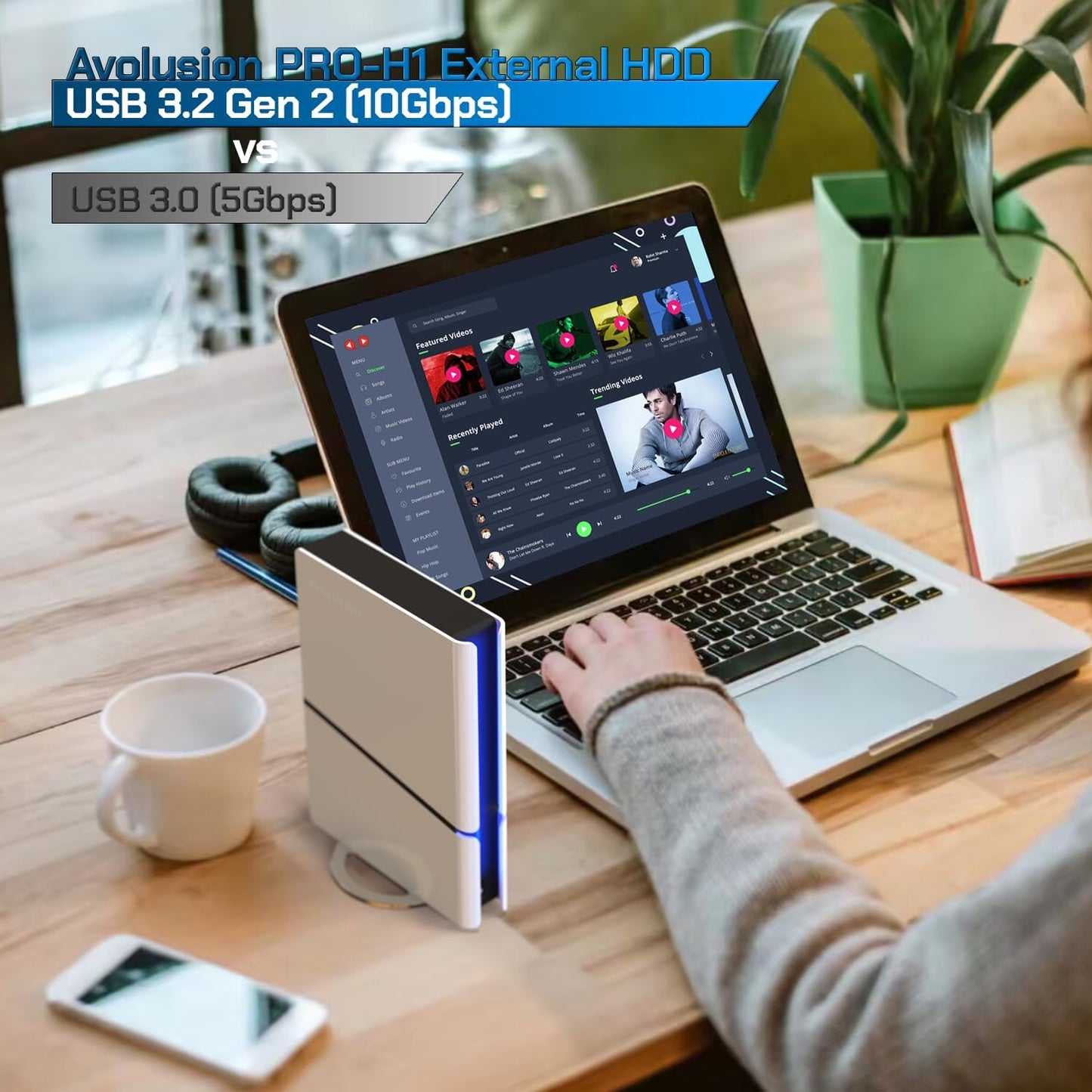 Avolusion PRO-H1 20TB 7200RPM USB 3.2 Gen2 (10Gbps) External Hard Drive (for Windows or MacOS Desktop PC/Laptop) (Renewed)