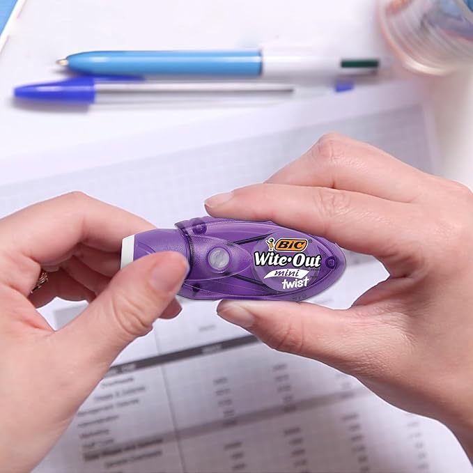 BIC Wite-Out Brand Mini Twist Correction Tape, 26.2 Feet, 2-Count Pack of white Correction Tape, Fast, Clean and Easy to Use Tear-Resistant Tape Office or School Supplies