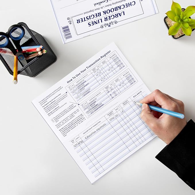 24 Pack Check Register, Checkbook Registers for Personal, Blank Ledger Transaction Registers for Personal or Business, Check Register Book for Checking and Saving Account, Deposit and Credit Card