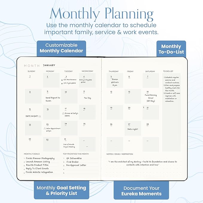 2025-2026 Daily & Weekly Planner - 8.5x11 A4 Size - Mantra Planner (5" x 8", Blue)
