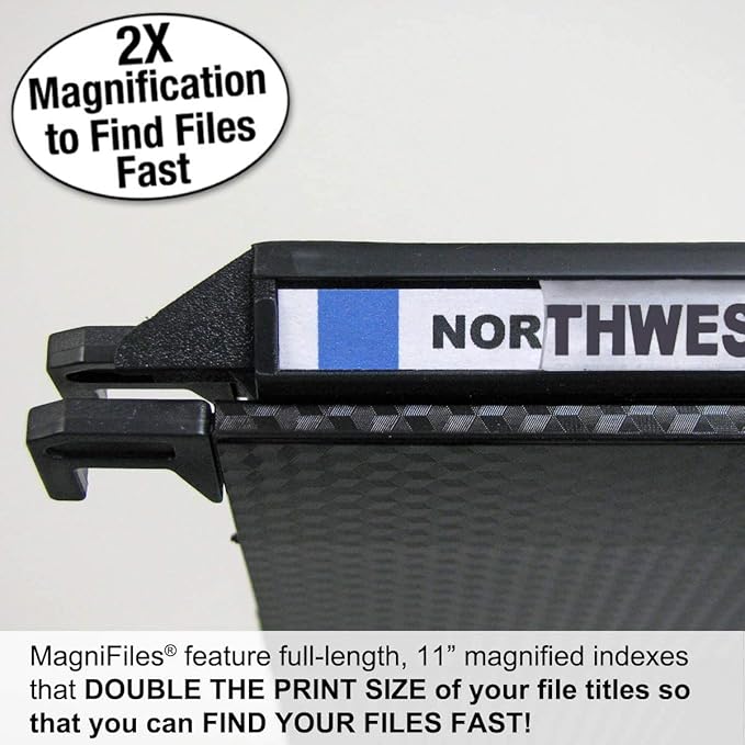 Ultimate Office MagniFile Hanging File Folders (Black, V-Base Letter, Set of 5)