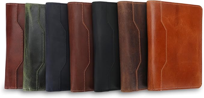 Leather Junior Padfolio for Men Women Business Portfolio Folder Compact 5 x 8 Legal Pad Organizer with Pen Loop Professional Resume Interview Document Holder Padfolio (Blue)