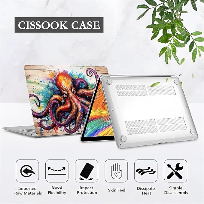 Compatible with MacBook Air 13.3 inch Case 2018-2020 Release A1932 A2179 A2337, Colourful Octopus Hard Plastic Shell Cover Case