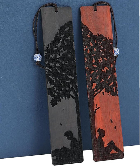 Couple Bookmarks for Men Women, Unique Wood Bookmark, Couple Gift for Men Women Boyfriend Girlfriend, Anniversary Gift (Reading Under The Tree)