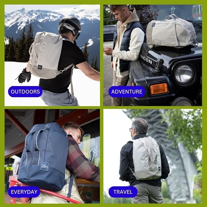 Skyway Luggage Rainier Compact Duffel Backpack, Eco-Friendly, Made of 100% rPET Travel Laptop Bag for Women & Men, Flight Approved Carry On Bag, 30L, Zion Gray