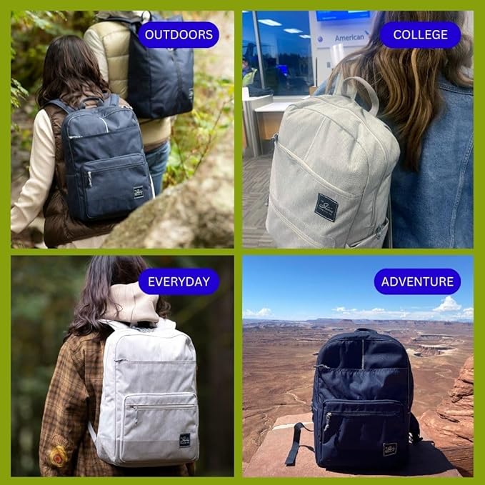 Skyway Luggage Rainier Simple Backpack, Eco-Friendly Made of 100% rPET Travel Laptop Bag for Women & Men, Flight Approved Carry On Bag, 16L, Tahoe Blue