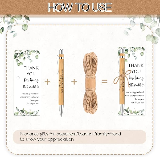 Fulmoon 120 Set Employee Appreciation Gifts May You Be Proud Sign Wood Bamboo Pens with Thank You Bookmark Cards for Coworker Back to School Gifts for Classroom Teacher Student Supplies Party Favor