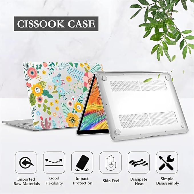 Compatible with MacBook Air 13.6 Inch Case 2024 2023 2022 Release Model A3113 M3 A2681 M2, Abstract Flower Hard Plastic Shell Cover Case