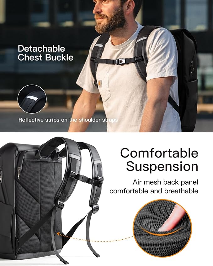 Inateck 23L Casual Daypack Backpack, Waterproof Sports Backpack EDC Bag for Women and Men, Travel Laptop Backpack for Hiking, Outdoors, Business Trips, Compatible with 15-16 Inch Laptops, Black