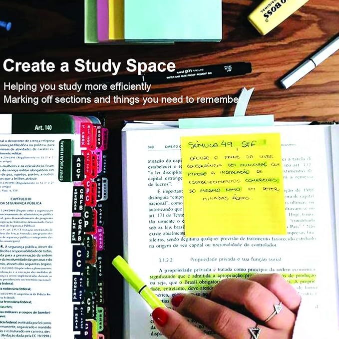 Sticky Notes 3x3, Self-Stick Notes, 12 Pads, 100 Sheets/Pad, Assorted Colors Stickies, Easy to Post Notes for Study, Works, Daily Life (12)
