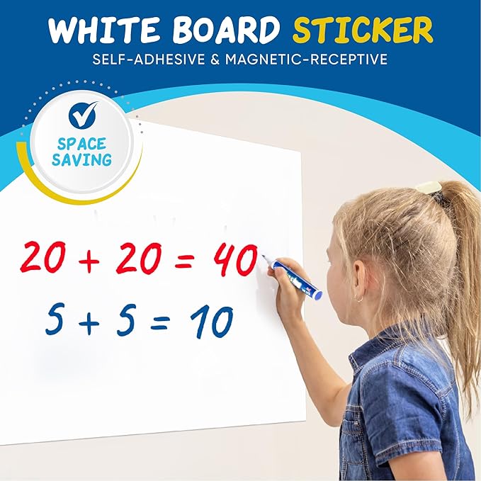 Magnetic Whiteboard Contact Paper 20" x 12”, YOUNGJQ Adhesive Dry Erase White Board Sticker for Wall, Peel and Stick Wallpaper, Easy to Write and Clean for Fridge Home Office
