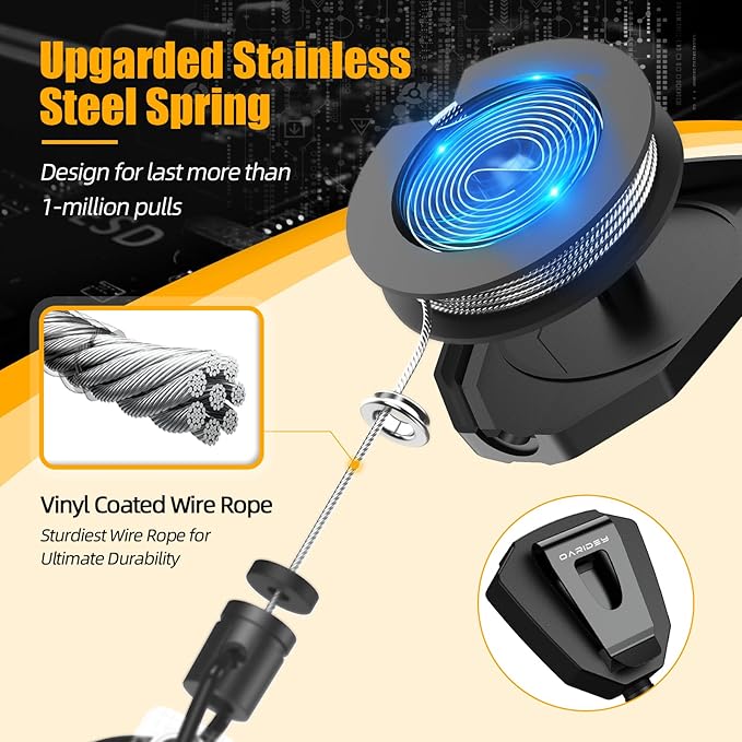 Oaridey Retractable Badge Holder with Belt Clip, Heavy Duty Retractable Keychain with Tactical ID Card Holder (Holds 6 Cards) - 31.5” Retractable Badge Reel Key Chain