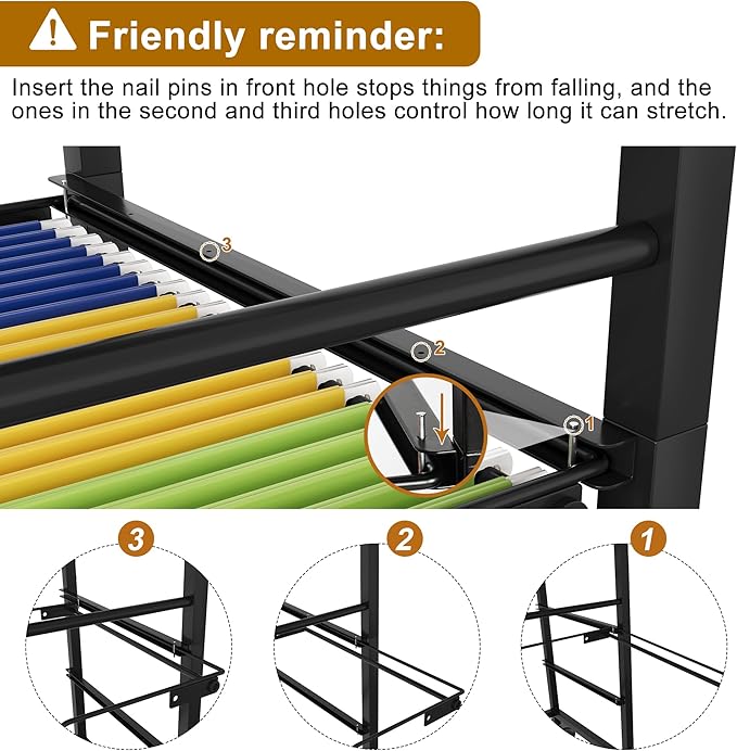 EasyPAG Rolling File Storage Drawer Cart with Wheels Letter & Legal Size Hanging File Folder Rack Mobile File Folder Rack with Pull-Out Drawer for Home Office 1 Folder Rack and 2 Small Drawers, Black