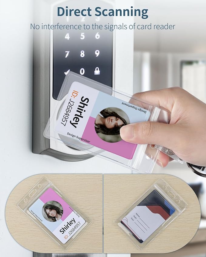 Uniclife 6 Pack Vertical ID Card Badge Holder Waterproof Clear Card Sleeve Case Cover Heavy Duty Card Protector Pouch with Resealable Zip for Proximity Key Card Driver’s License and Credit Card