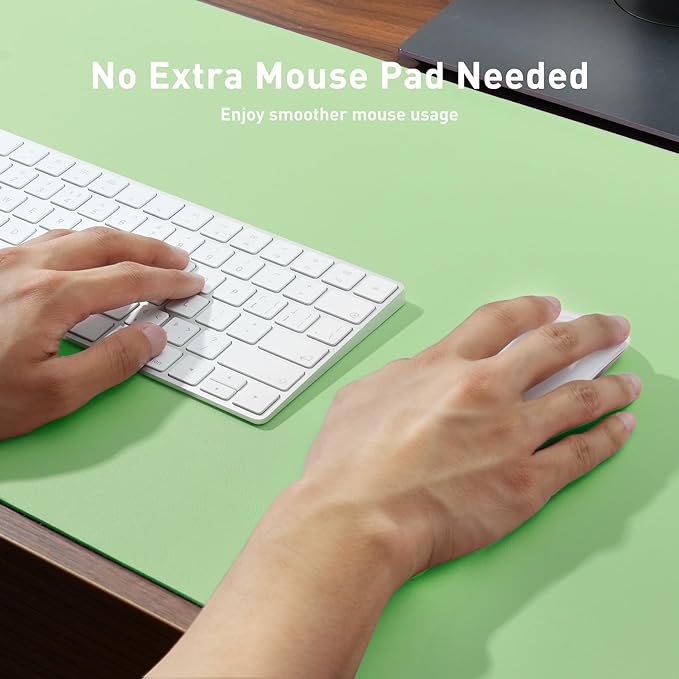 Aothia Leather Desk Pad Protector, Mouse Pad, Office Desk Mat, Non-Slip PU Leather Desk Blotter, Laptop Desk Pad, Waterproof Desk Writing Pad for Office and Home (36" x 17", Foam Green)