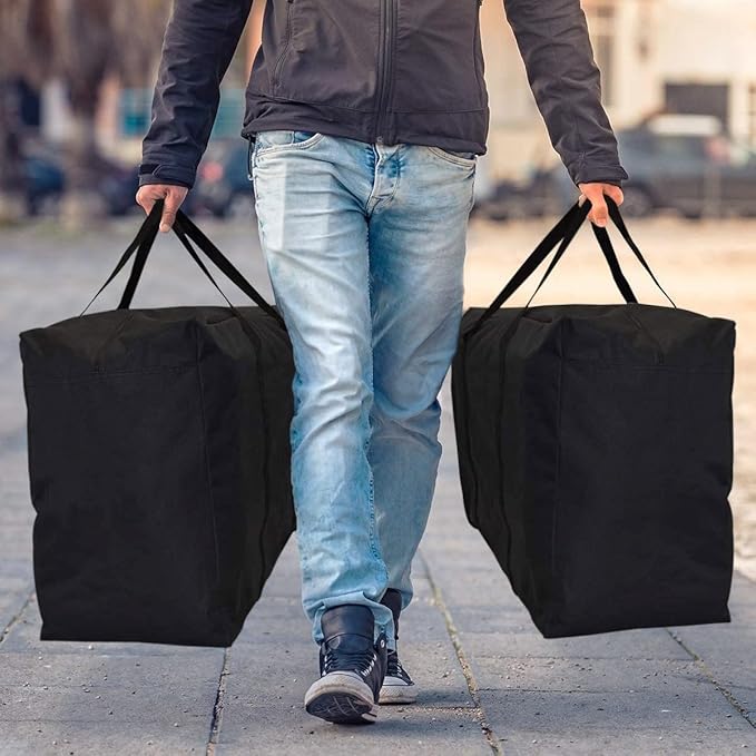 Extra Large Storage Bag for Moving 2 PCS Travel Bag Waterproof Large Moving Bag with Double Zippers and Reinforced Handles Large Capacity Duffle Bag for Moving Traveling Home Storage Packing