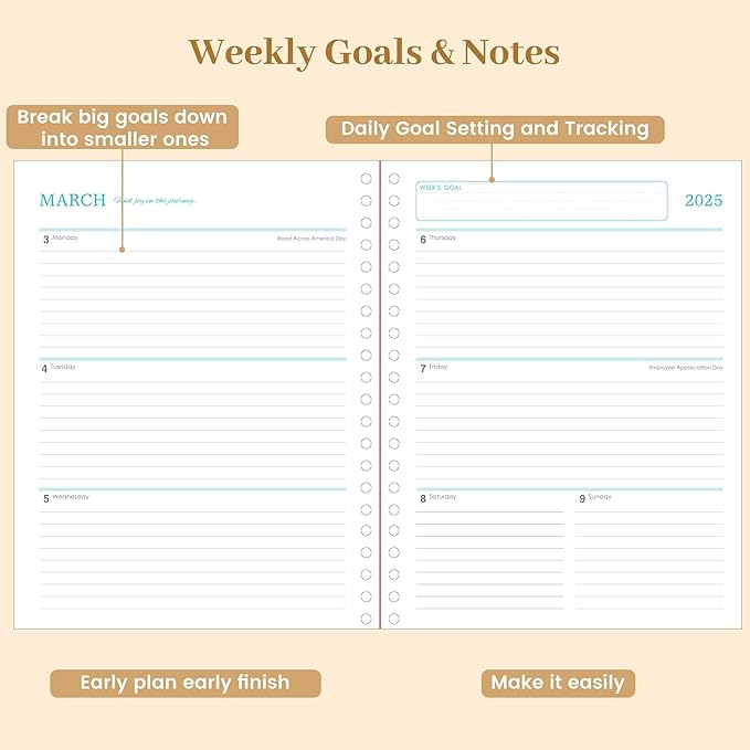 2024-2025 Hardcover Planner Weekly and Monthly 8.5"x11" Large Spiral Bound 2025 Planner for Women Gifts, Dec 2024-Dec 2025 13 Month Calendar Planner with Tabs Pockets Yearly Agenda,Pink