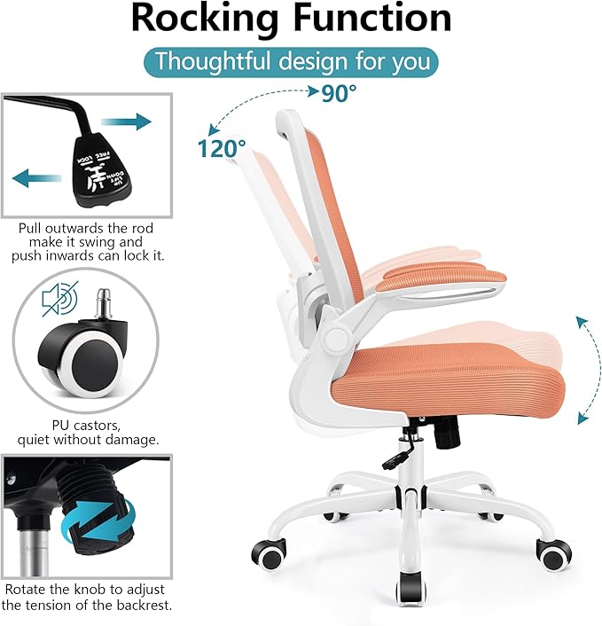 FelixKing Office Chair, Ergonomic Desk Chair Breathable Mesh Chair with Adjustable High Back Lumbar Support Flip-up Armrests, Executive Rolling Swivel Comfy Task Computer Chair for Home Office