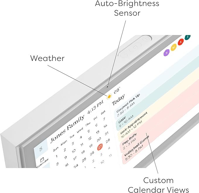Skylight Calendar: 15 inch Digital Calendar & Chore Chart, Smart Touchscreen Interactive Display for Family Schedules - Wall Mount Included