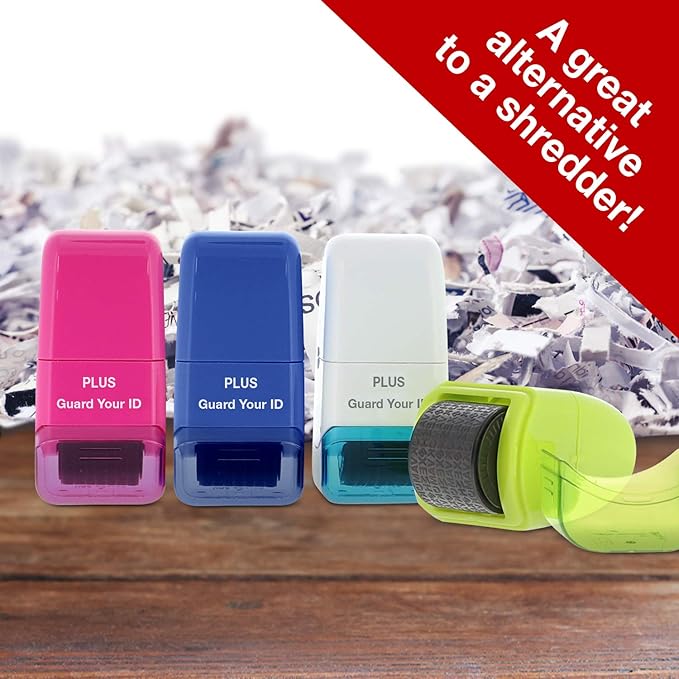 Guard Your ID Identity Protection Security Prevention Stamp Roller (Deluxe Multi-Color 4-Pack)