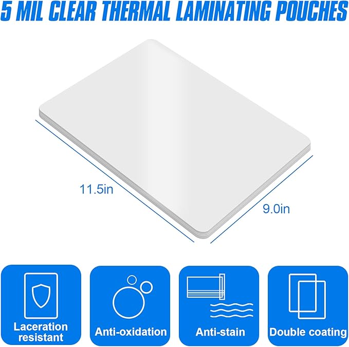 HERKKA 300 Pack Laminating Sheets, Holds 8.5 x 11 Inch Sheets, 5 Mil Clear Thermal Laminating Pouches 9 x 11.5 Inch Lamination Sheet Paper for Laminator, Round Corner Letter Size