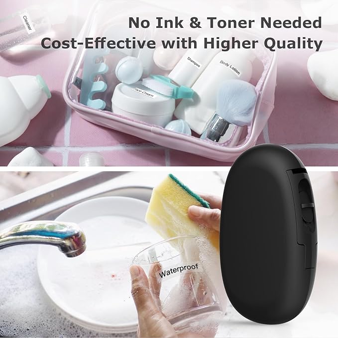 SUPVAN E10 Bluetooth Label Maker Machine with Tape, Continuous Waterproof Label, Versatile App with 35 Fonts and 1k+ Icons, Inkless Labeler for Home, Kitchen, School, Office Organization, Green