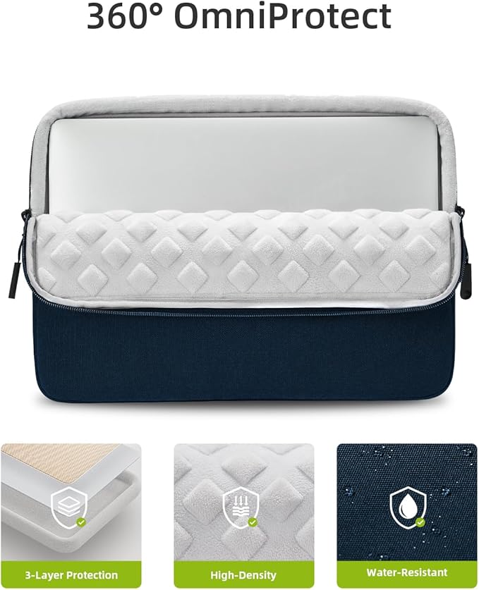 Protective 13 Inch Laptop Sleeve for 13 13.3 MacBook Air/Pro, 13 HP Dell Lenovo Asus Notebook - Shockproof, Water-Resistant with Accessory Pocket (Blue, 13 inch)