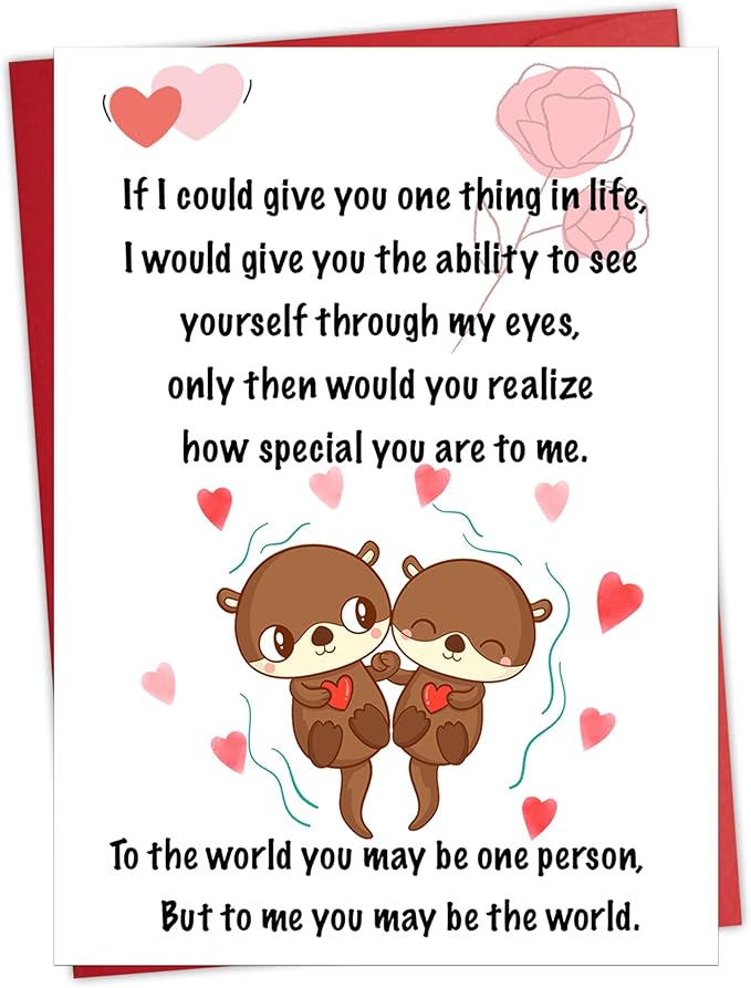 Valentines Day Gifts for Her Him, Love Card With Envelope,Valentine's Day Cards for Boyfriend Husband Fiance Girlfriend Wife Fiancee | Cute Otter Cards | Valentines Day Gifts