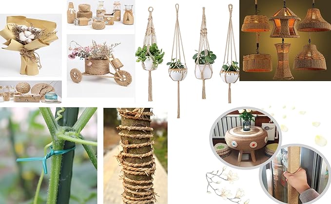 1/4 in (6 mm) X 164 Ft (50 Meters) Natural Sisal Hemp Rope Heavy Duty Thick Twine for Cat Scratcher Post Tree, Garden, Binding, Crafts Packing Material