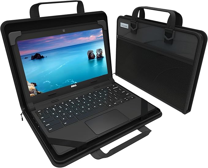 13-14 Inch Protective Always-on Chromebook Hard Case with Accessory Pouch and Adjustable Shoulder Strap, 40 Pack