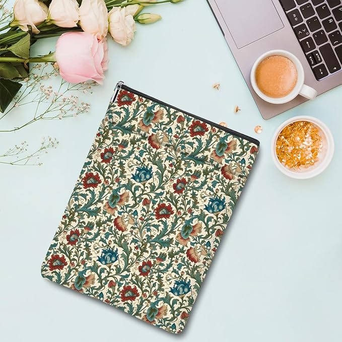 Botanical Book Sleeve, Classic Flower Book Covers for Paperbacks, Floral Book Pouch Book Protector, Book Lovers Gifts for Women Girls Bestie, Book Accessories Book Club Gifts Christmas Birthday Gifts