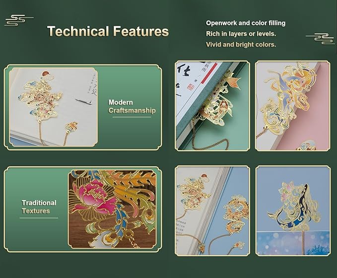 MOZART Kunai Chinese Style Brass Bookmark Classical Mythological Characters Mountain and Sea Sutra Series Creative Cultural Copper Bookmark Metal Bookmarks