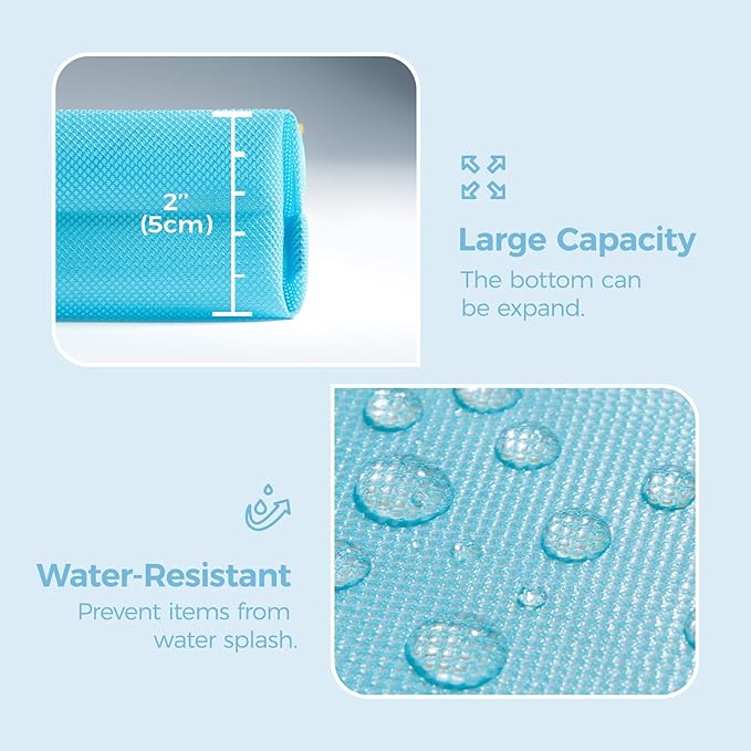 pack all Water-resistant Material Zipper Pouch, Mesh Zipper Bag for Storage, Travel, Office (Large, Blue)