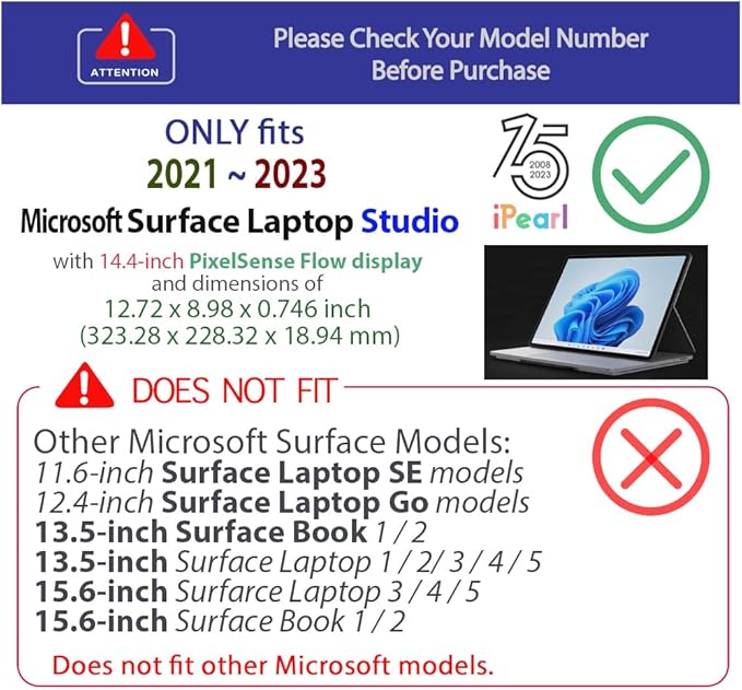 mCover Case ONLY Compatible for 2021-2023 14.4" Microsoft Surface Laptop Studio Notebook Computer - Black