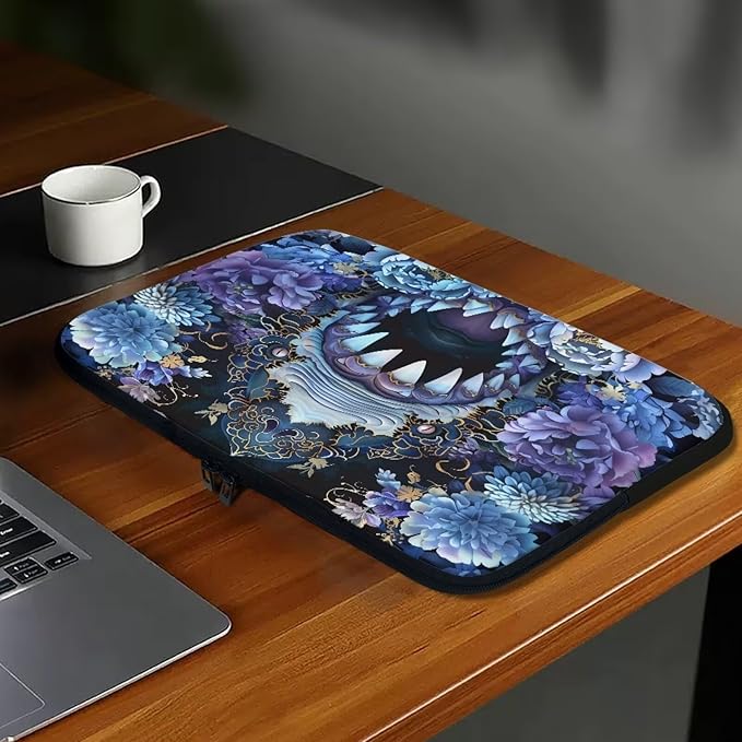 SharkPeony Printed Computer Bags for Laptops for Women Men, Shockproof 12 Inch Laptop Case Bag Washable Messenger Bag with Zipper, Laptop Case Computer Carrying Cover Easy to Carry