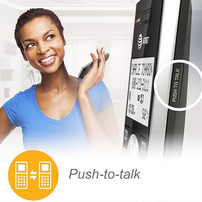 AT&T CL83507 DECT 6.0 5-Handset Cordless Phone for Home with Dual Keypad Base, Answering Machine, Call Blocking, Caller ID Announcer, Intercom and Long Range, Silver/Black