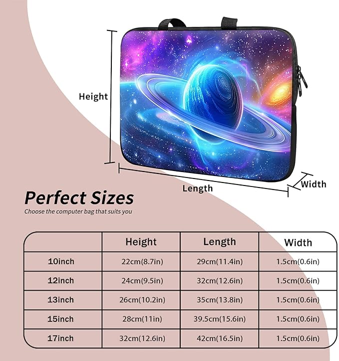 Universal Laptop Sleeve Tablet Case 12 inch, Cosmic Planet Slim Carrying Case Durable Handbag Travel Laptop Bag for Surface Pro 9 8 7/Laptop Go 2 3, MacBook Air 11/12