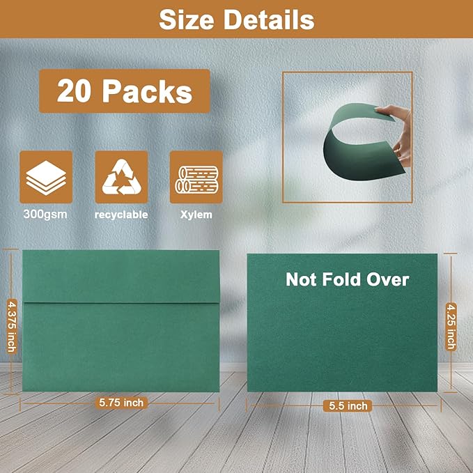 10 Assorted Colors Blank Flat Cards and Envelopes 4.25 x 5.5 Heavy Single Panel Cardstock and A2 Envelopes Self Seal 20 Packs for Wedding Invitations, Greeting Cards, Thank You Cards, Party