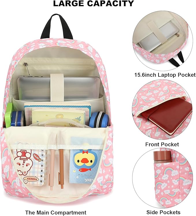 Rainbow School Backpack for Teens Girls, Womens College Bookbags Laptop Backpacks