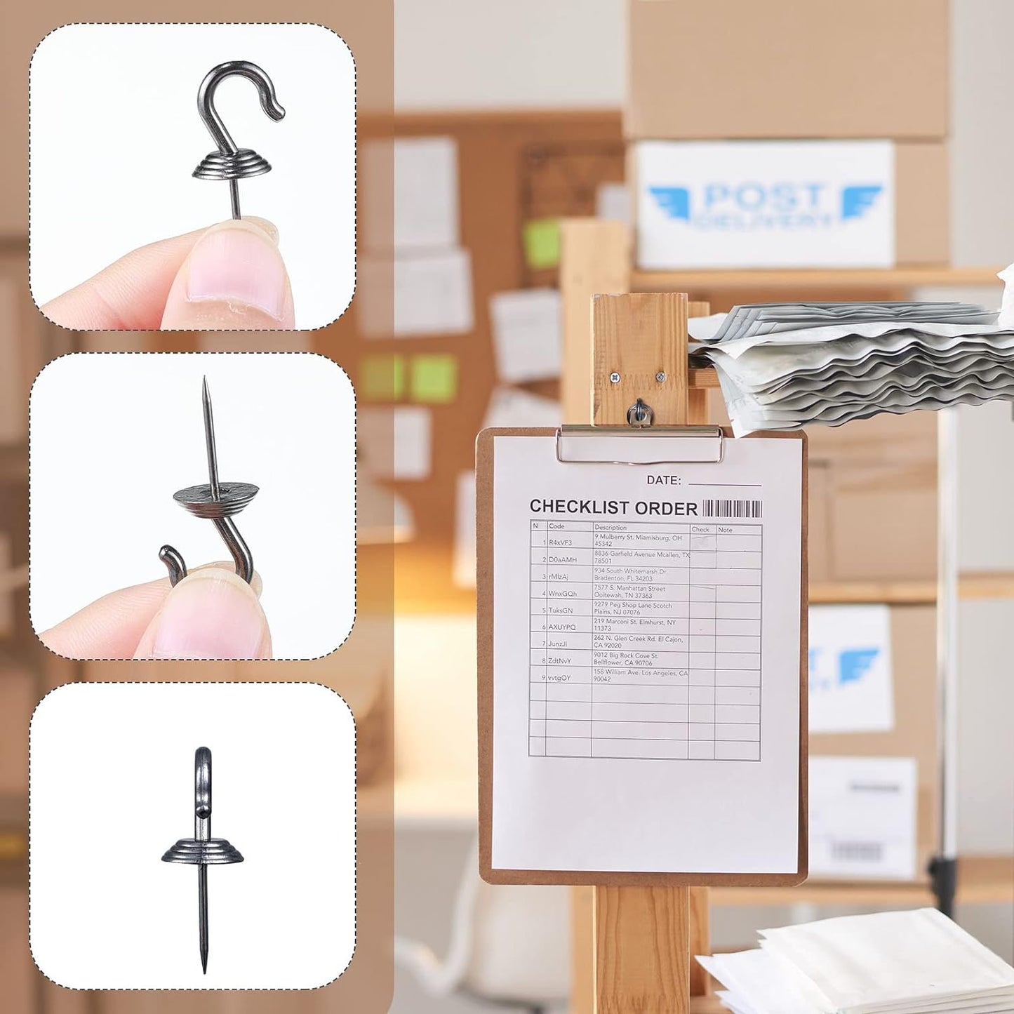 Hotop 60 Pieces Push Pin Wall Hooks Metal Thumb Tack Hangers Iron Alloy Nail Decorative Picture Hooks for 20 Lbs Home Office School Party Supply (Black)