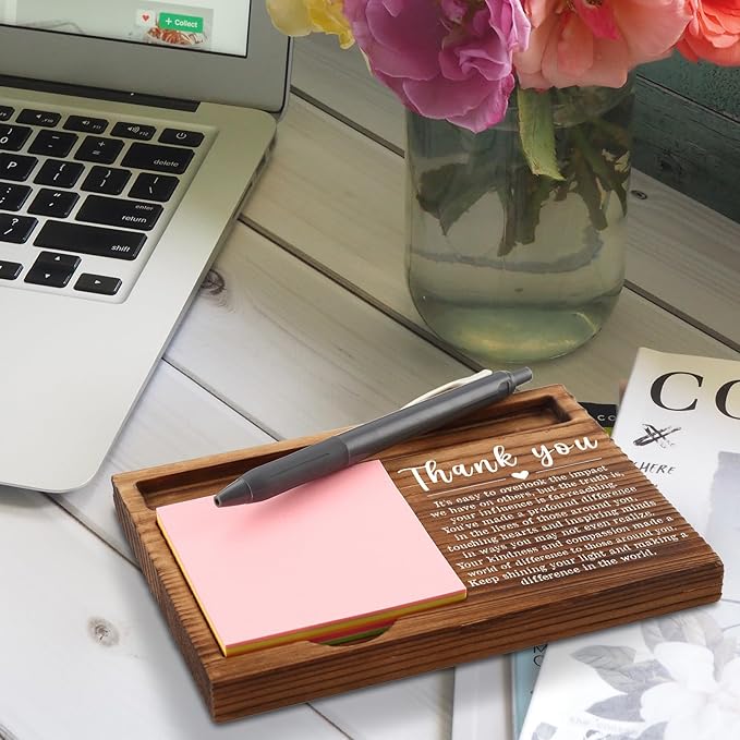 Thank You Sticky Note Holder, Thank You Appreciation Quote Gifts for Leader Boss Women Best Mom Mentor Coach Manager Coworker Teacher Self-Stick Note Pad Holders ZSS17