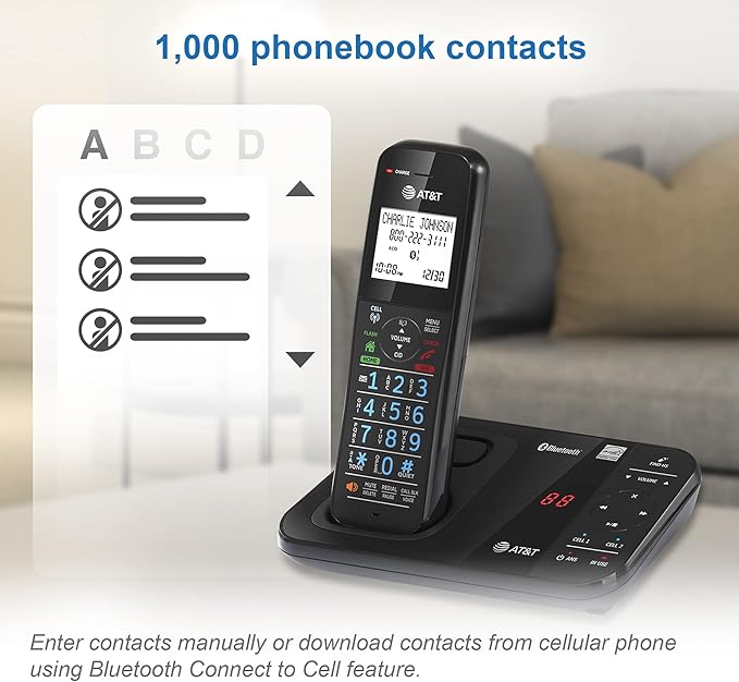 AT&T GL2113-21 Cordless Home Phone with Smart Call Blocker, Bluetooth Connect to Cell, Answering Machine, Full-Duplex Speakerphone