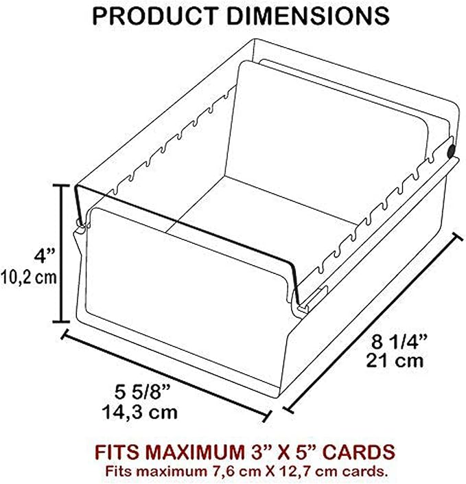 Acrimet 3 x 5 Card File Holder Organizer Box Metal Base Heavy Duty (AZ Index Cards and Divider Included) (Green Color with Clear Crystal Plastic Lid Cover)