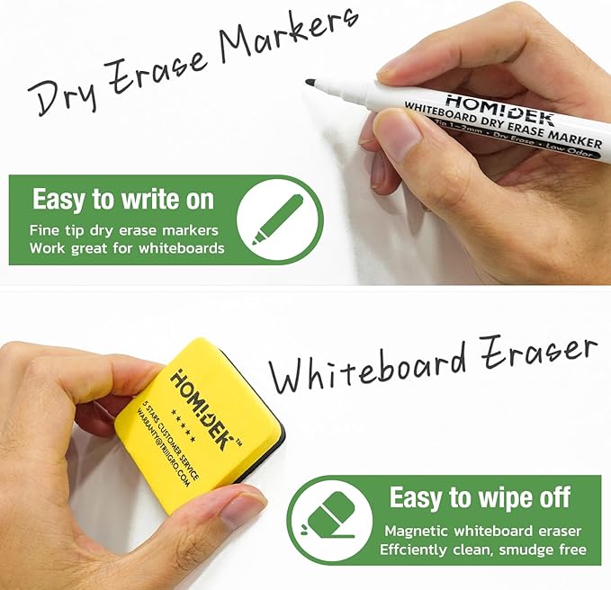 Magnetic Dry Erase Board: Large Fridge Whiteboard, Flexible Refrigerator Magnet White Board, Blank Writing Note Sheet with Kitchen Conversion Chart Magnet, 4 Markers & Eraser - 23 x 15