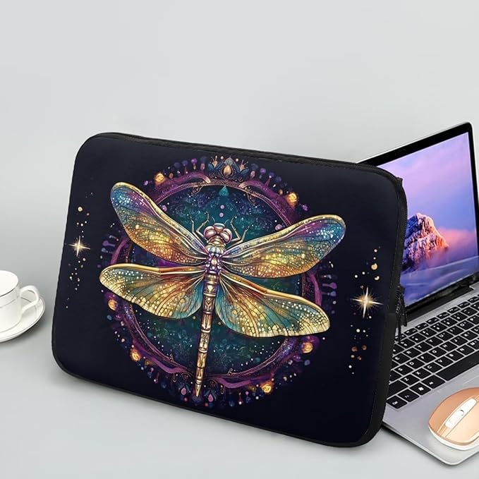 Dragonfly Printed Computer Bags for Laptops for Women, Large Capacity Computer Carrying Cover Laptop Briefcase, 12 Inch Water Resistant Laptop Case Portable Computer Case Bag