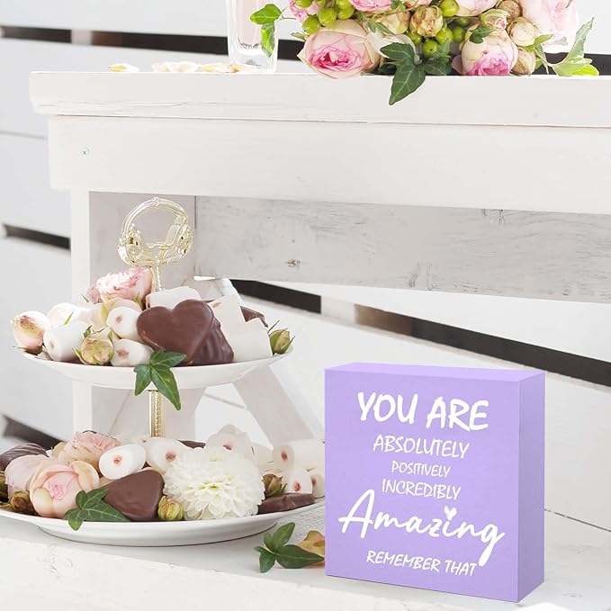 Purple Office Decor Desk Accessories Inspirational Purple Gifts for Women You are Amazing Purple Motivational Positive Office Decor Sign Desk Decorations for Women Home & Office Cute Desk Accessories