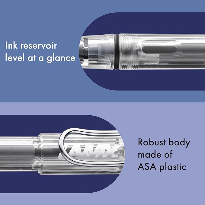 LAMY safari vista - Fountain Pen with ergonomic grip & polished steel nib in size EF - ideal for any Writing & Calligraphy - including LAMY T 10 blue cartridge - Right-Handed