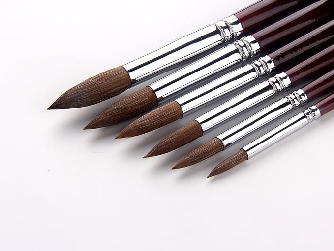 Artist Paint Brushes-Superior Sable Watercolour Brushes Round Point Tip Paint Brush Set for Watercolor Acrylic Painting Supplies