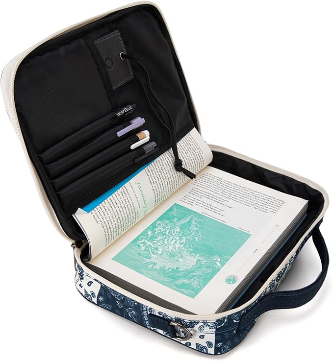 Montana West Bible Book Covers for Women Canves Bible Cases with Zippered Pocket Bible Bags Handheld Crossbody Church Bible Study Supplie