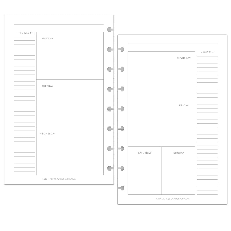 BetterNote Horizontal Undated Calendar Refill Pages for Disc Notebook, fits The Happy Planner, Discbound Levenger Circa, Staples Arc, TUL (Classic- 12 months, 8-Disc, 5.5"x8.5")